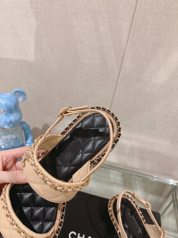 sandalo slingback 30 beige nero pelle di agnello trapuntata