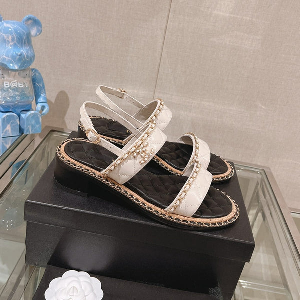 sandalo slingback 50 bianco nero trapuntato in pelle di agnello