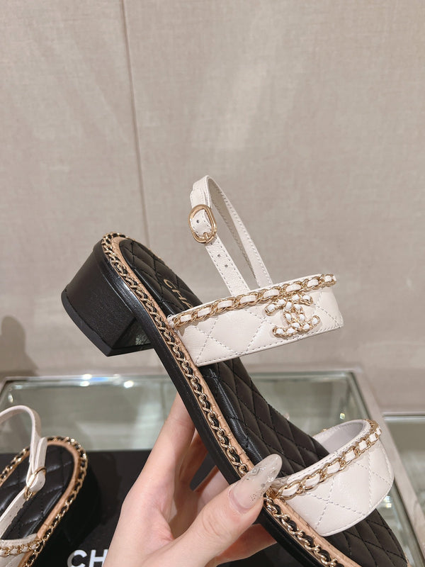 sandalo slingback 50 bianco nero trapuntato in pelle di agnello