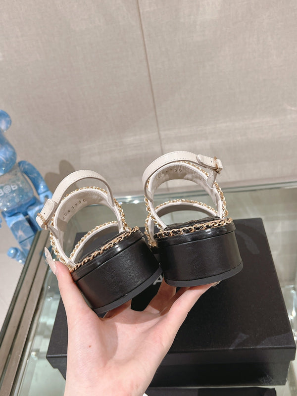 sandalo slingback 50 bianco nero trapuntato in pelle di agnello