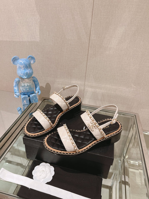 sandalo slingback 50 bianco nero trapuntato in pelle di agnello