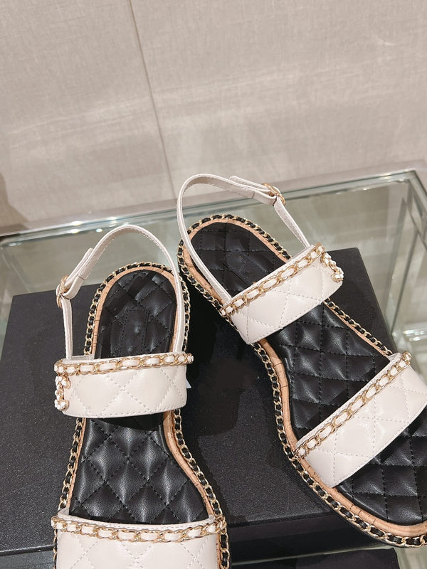 sandalo slingback 50 bianco nero trapuntato in pelle di agnello