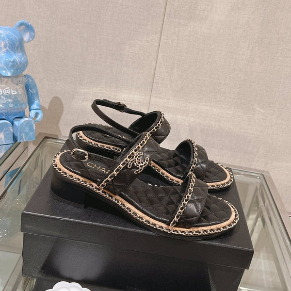 sandalo slingback 50 in pelle di agnello trapuntata nera