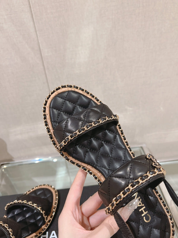 sandalo slingback 50 in pelle di agnello trapuntata nera