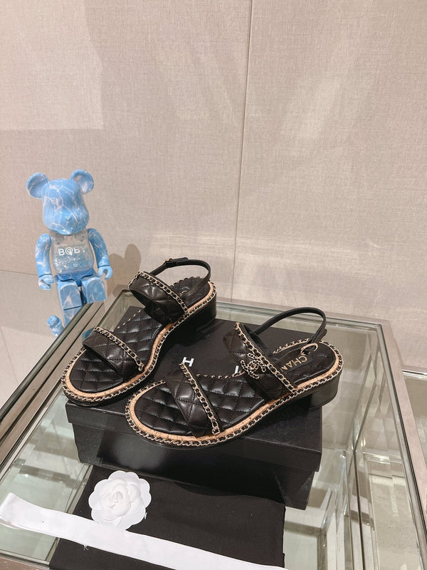 sandalo slingback 50 in pelle di agnello trapuntata nera