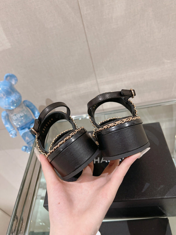 sandalo slingback 50 in pelle di agnello trapuntata nera