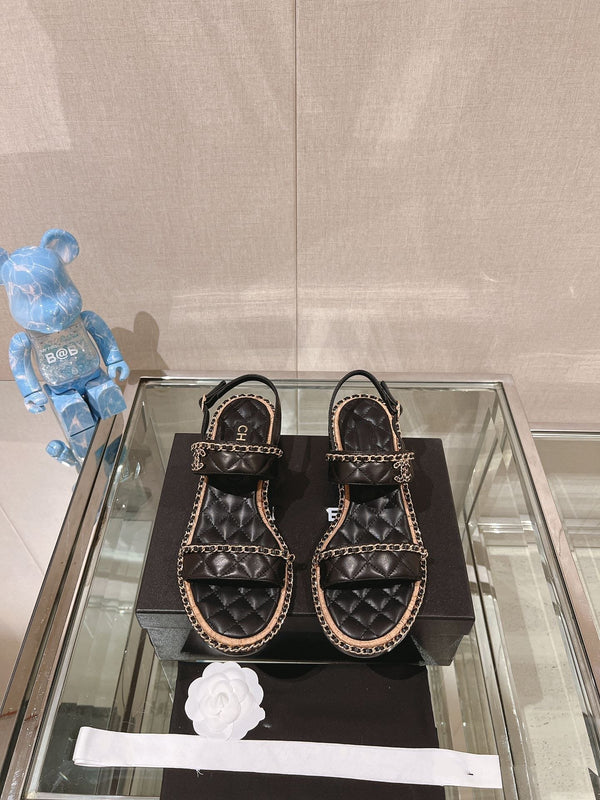 sandalo slingback 50 in pelle di agnello trapuntata nera
