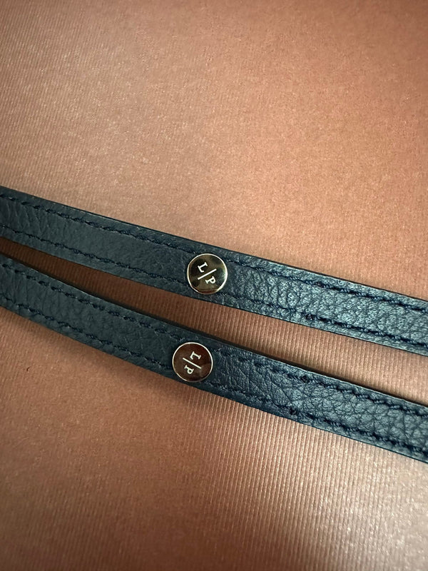ZAINO CON TASCA EXTRA L23.5 IN PELLE DI VITELLO BLU NAVY CON FERRAMENTA ARGENTO