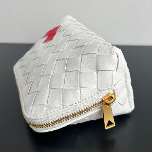 BORSA INTRECCIATO 16 IN PELLE DI AGNELLO BIANCO MIX ROSSO