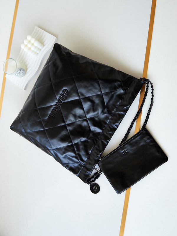 cc 22 hobo pelle di vitello nera hardware nero