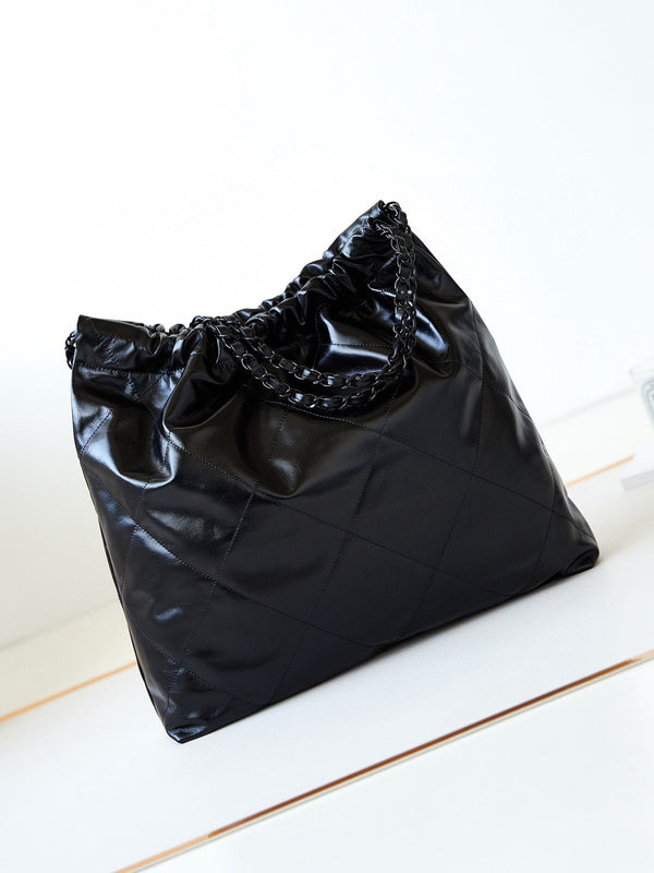 cc 22 hobo pelle di vitello nera hardware nero