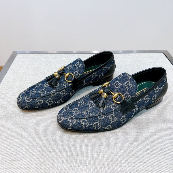 GG Men's Tassel Loafer Blue Canvas Calfskin 361363