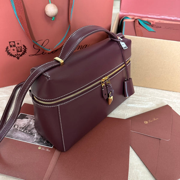 BORSA EXTRA L27 IN PELLE DI VITELLO LISCIA VIOLA CON FERRAMENTA ORO