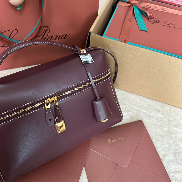 BORSA EXTRA L27 IN PELLE DI VITELLO LISCIA VIOLA CON FERRAMENTA ORO