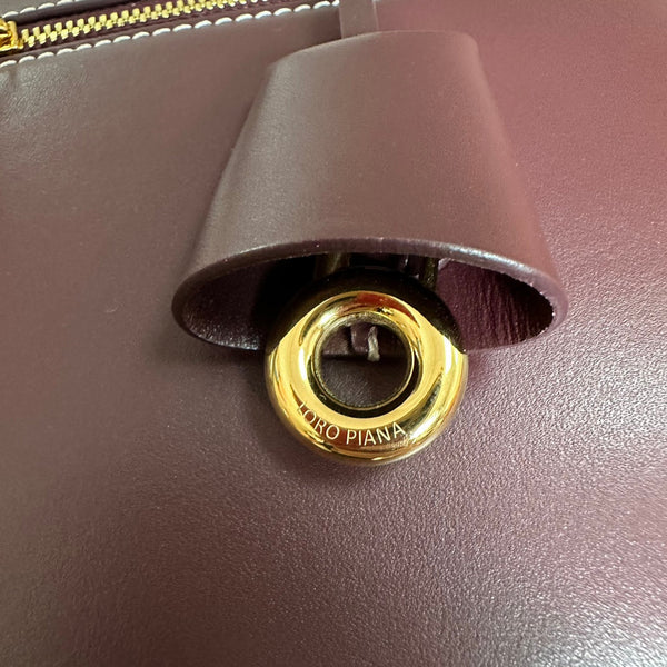 BORSA EXTRA L27 IN PELLE DI VITELLO LISCIA VIOLA CON FERRAMENTA ORO