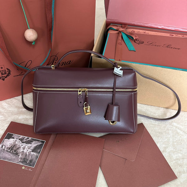 BORSA EXTRA L27 IN PELLE DI VITELLO LISCIA VIOLA CON FERRAMENTA ORO