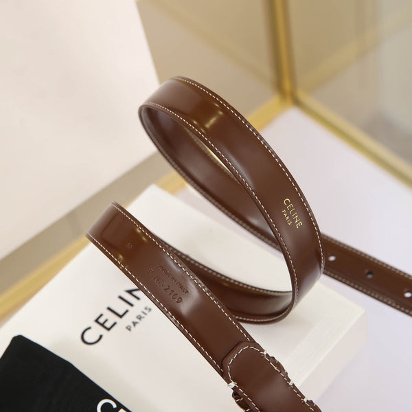 CL MEDIUM 25 MM MARCO BELT WITH STRASS IN CHOCOLATE BROWN CALFSKIN GOLD HARDWARE