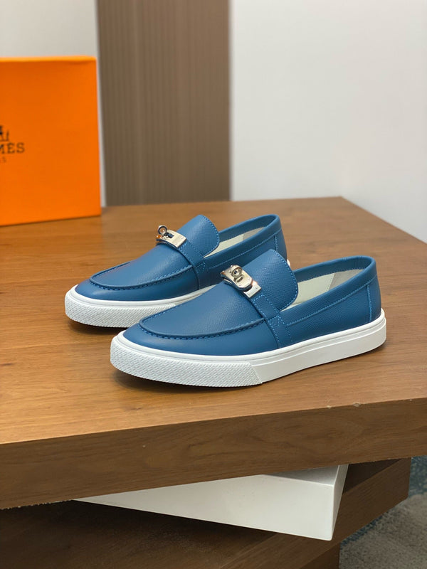 SNEAKER SLIP-ON HM GAME IN PELLE DI VITELLO COBALTO