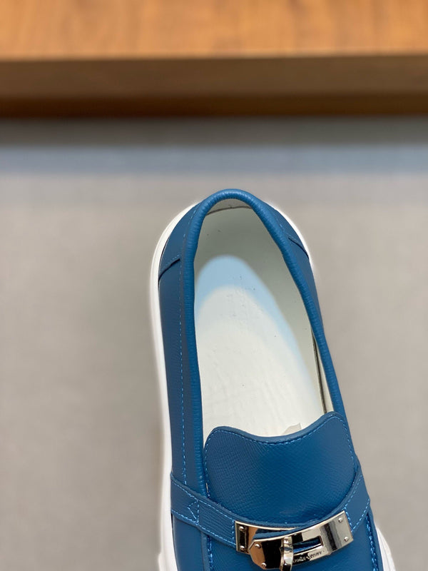 SNEAKER SLIP-ON HM GAME IN PELLE DI VITELLO COBALTO