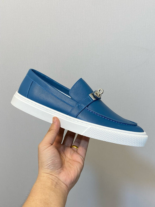 SNEAKER SLIP-ON HM GAME IN PELLE DI VITELLO COBALTO