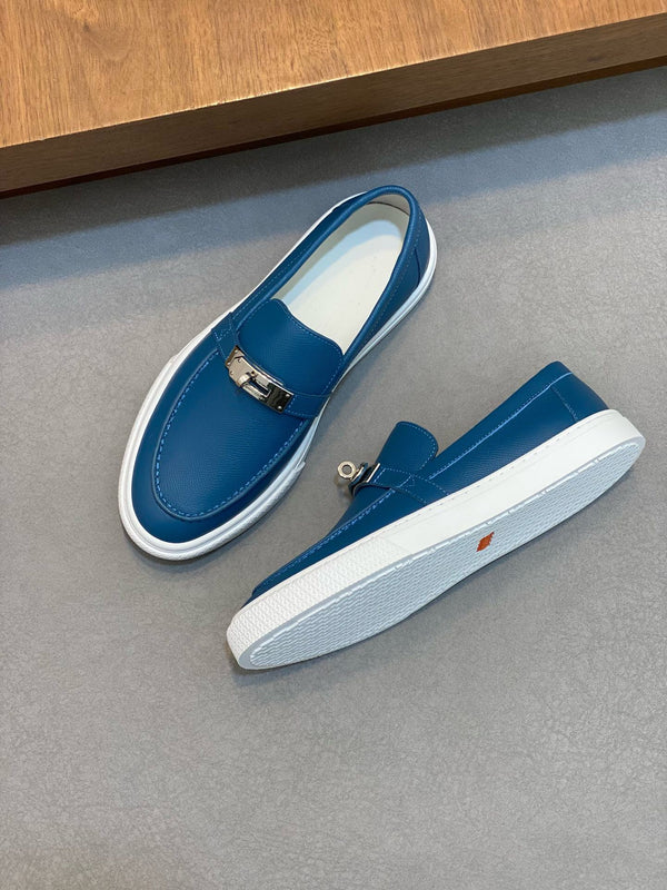 SNEAKER SLIP-ON HM GAME IN PELLE DI VITELLO COBALTO