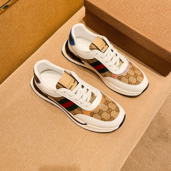 Sneaker GG ACE da uomo in pelle di vacchetta marrone 108049