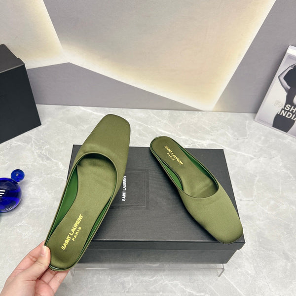 SL SANDALO PIATTA CON PUNTA QUADRATA MOSS SATIN