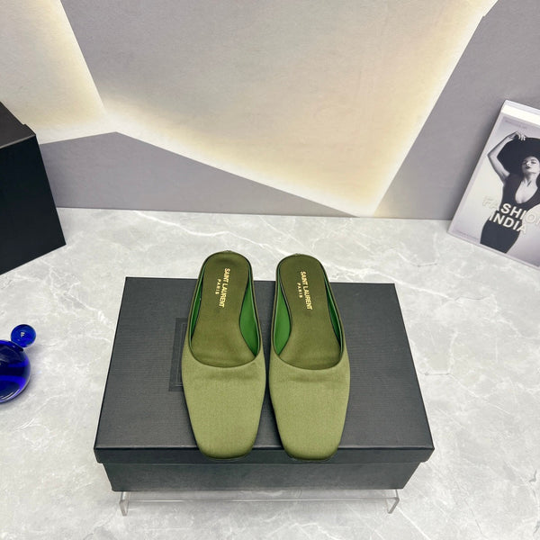 SL SANDALO PIATTA CON PUNTA QUADRATA MOSS SATIN