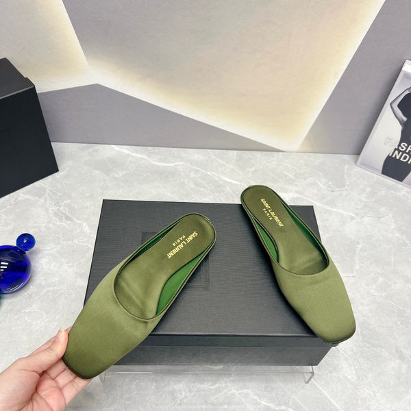 SL SANDALO PIATTA CON PUNTA QUADRATA MOSS SATIN