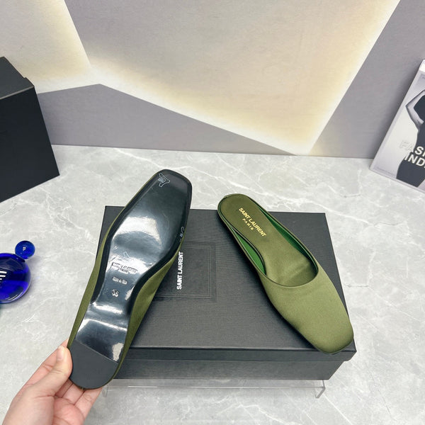 SL SANDALO PIATTA CON PUNTA QUADRATA MOSS SATIN