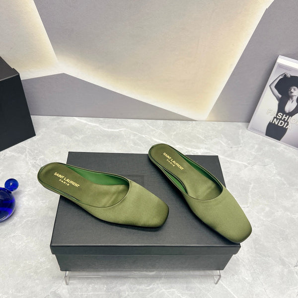 SL SANDALO PIATTA CON PUNTA QUADRATA MOSS SATIN