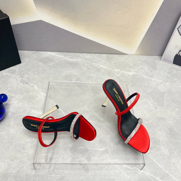 SL CRYSTAL THIN BELT TACCHI ALTI ROSSO SATINATO