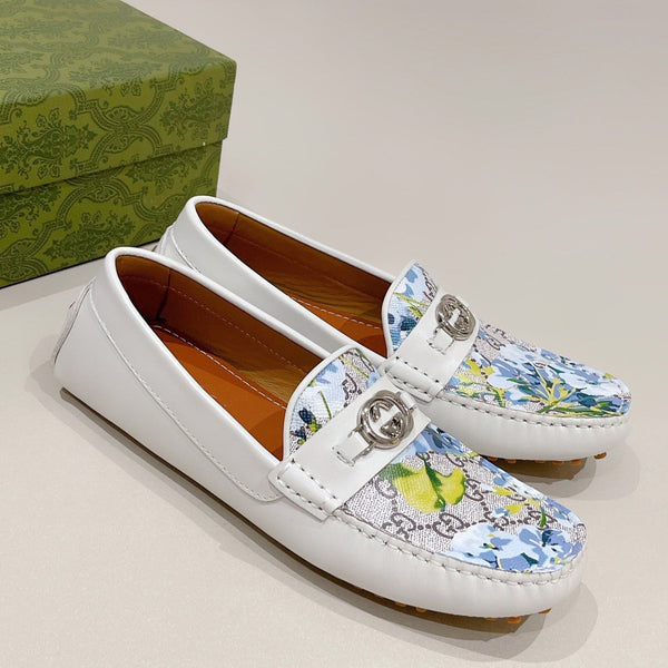 GG Men's Flower Loafer White Calfskin 561760