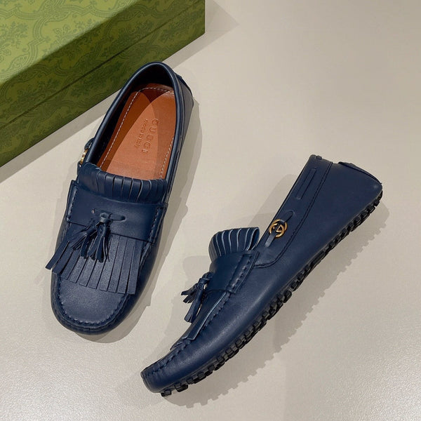 GG Men's Tassel Loafer Navy Blue Calfskin 561799