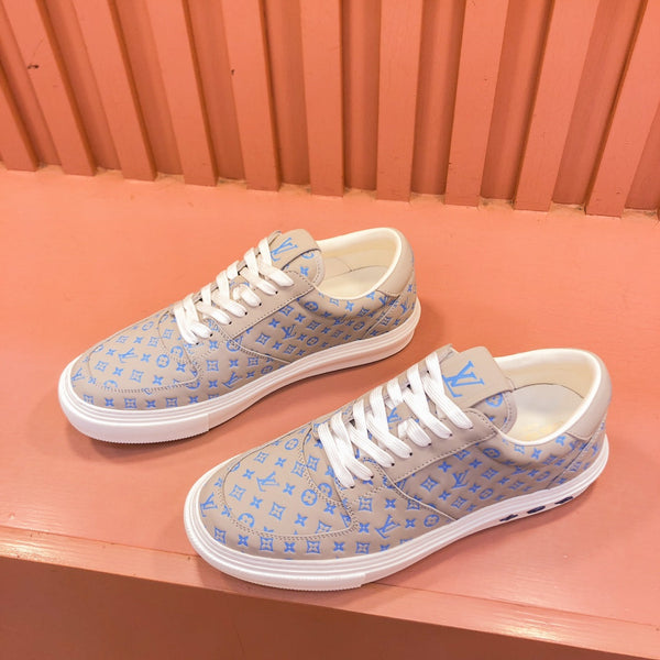 SNEAKER LV TRAINER IN PELLE DI VITELLO MONOGRAMMA BEIGE CAMMELLO