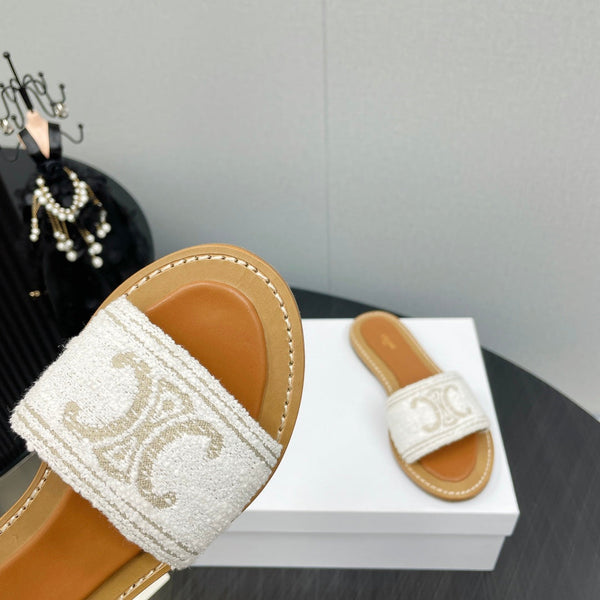 MULE LYMPIA IN TESSUTO LANA JACQUARD TRIOMPHE ECRU