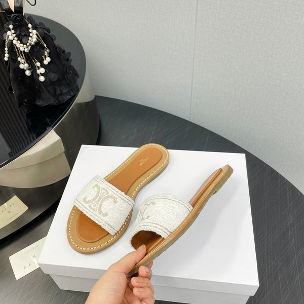MULE LYMPIA IN TESSUTO LANA JACQUARD TRIOMPHE ECRU