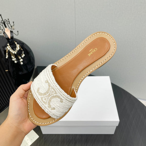 MULE LYMPIA IN TESSUTO LANA JACQUARD TRIOMPHE ECRU