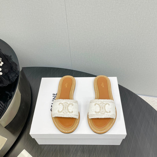 MULE LYMPIA IN TESSUTO LANA JACQUARD TRIOMPHE ECRU