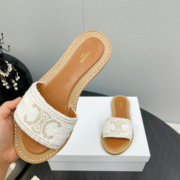 MULE LYMPIA IN TESSUTO LANA JACQUARD TRIOMPHE ECRU