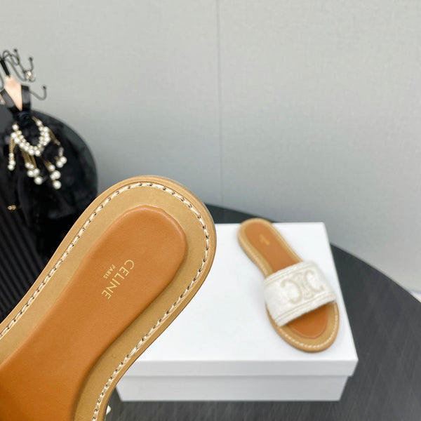 MULE LYMPIA IN TESSUTO LANA JACQUARD TRIOMPHE ECRU