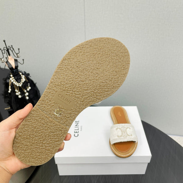 MULE LYMPIA IN TESSUTO LANA JACQUARD TRIOMPHE ECRU