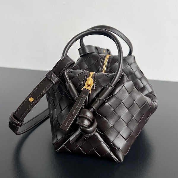 BV Loop Top Handle 19cm in pelle di agnello color cioccolato