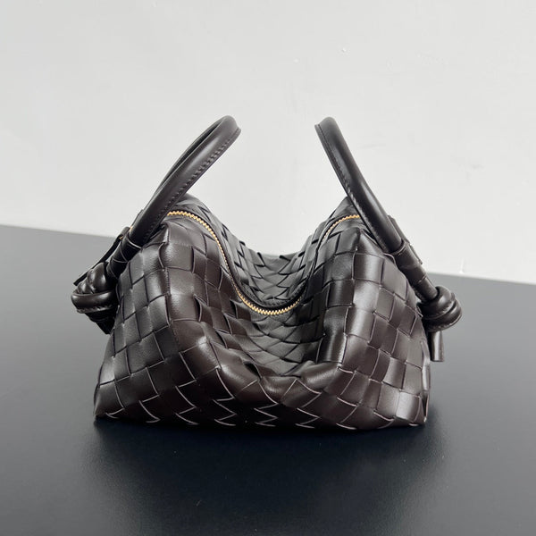 BV Loop Top Handle 19cm in pelle di agnello color cioccolato