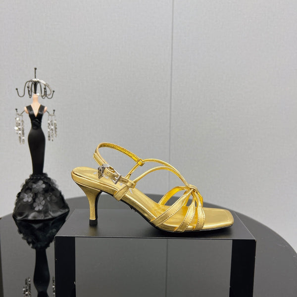 PRA HEELED SANDALS METALLIC GOLD LAMBSKIN