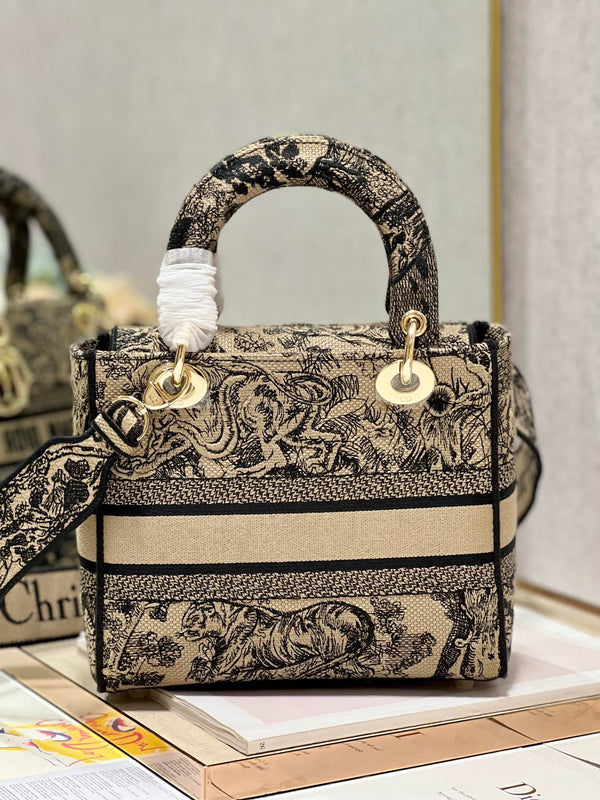 Borsa Lady Dior in tela CD Apricot Tiger 24 336718
