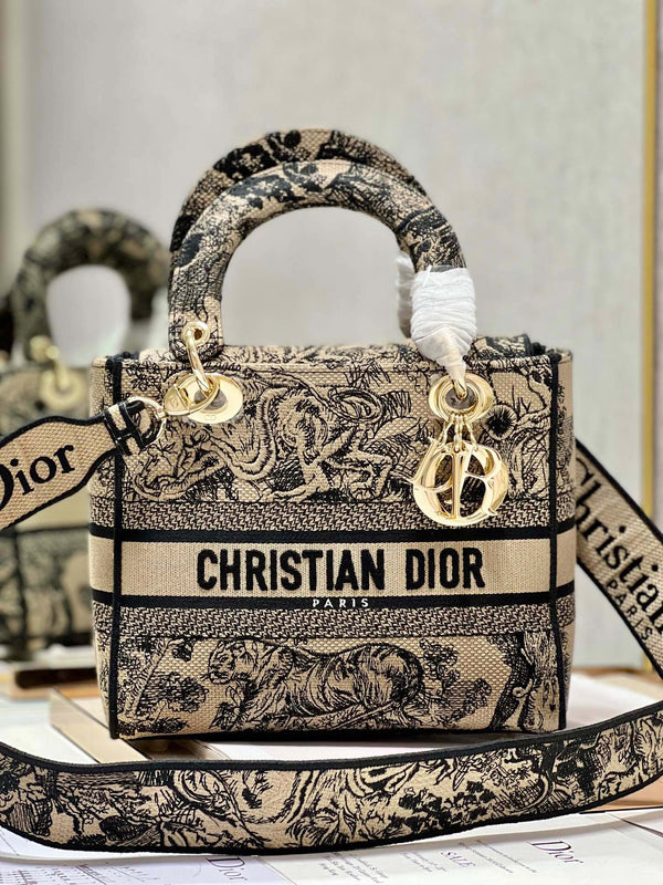 Borsa Lady Dior in tela CD Apricot Tiger 24 336718