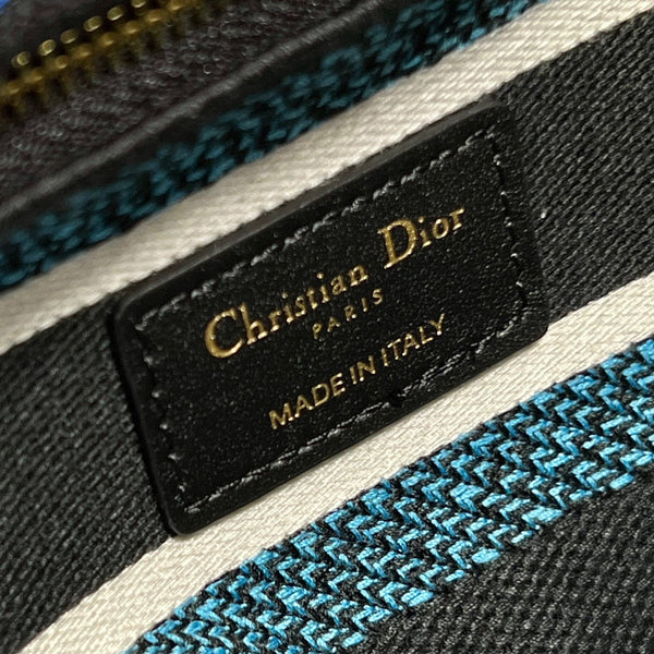 Borsa Lady Dior in tela nera con fiore CD 336670