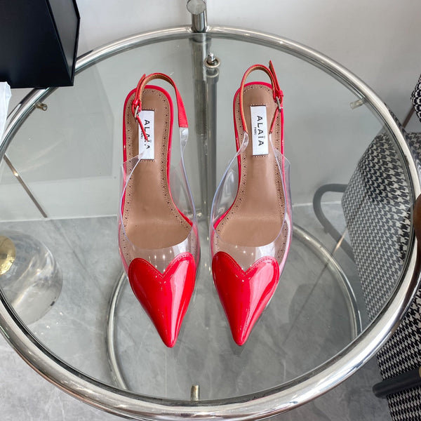 SLINGBACK ALAIA ALTA 6 CM IN VITELLO VERNICIATO ROSSO CILIEGIA E FILM