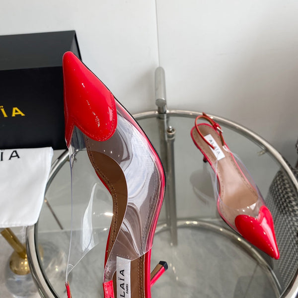 SLINGBACK ALAIA ALTA 6 CM IN VITELLO VERNICIATO ROSSO CILIEGIA E FILM